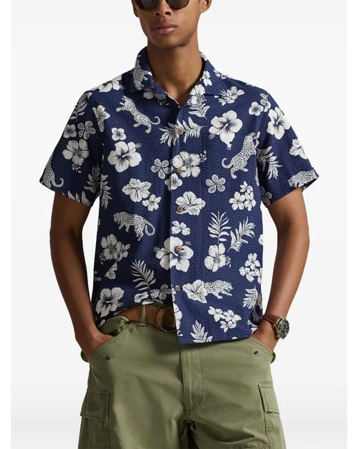 Polo Ralph Lauren Blue Floral-Print T-Shirt for men