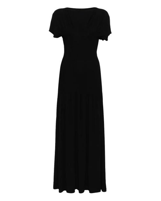 Totême Black Pleated Jersey Maxi Dress