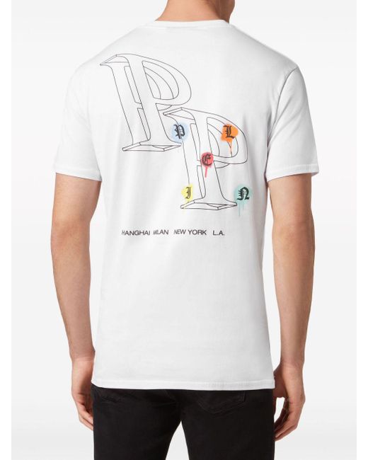 Philipp Plein White Wire Frame Cotton T-shirt for men