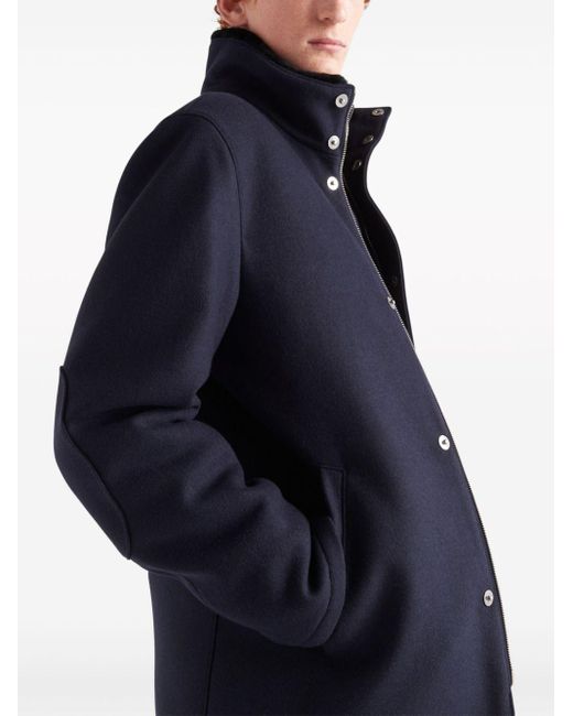 Prada Blue Triangle-logo Wool-blend Jacket for men