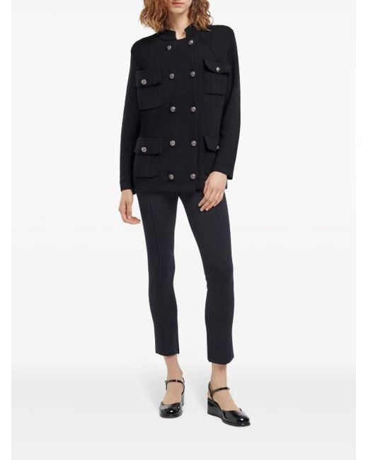 Barrie Black Double-Breasted Military Coat