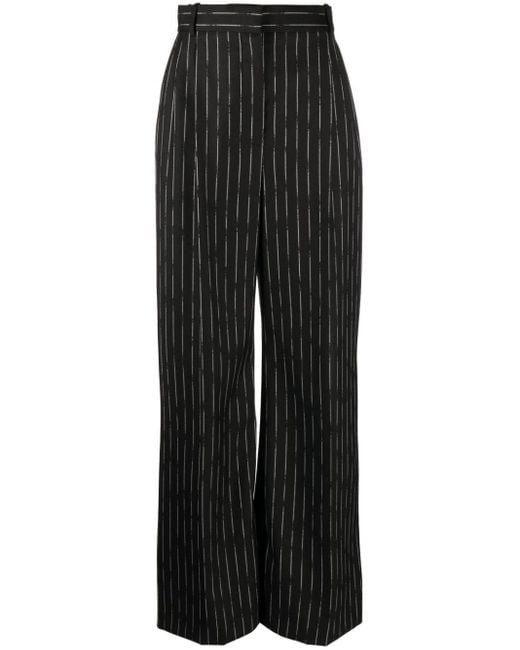 Alexander McQueen Black Pinstripe Wide-leg Trousers