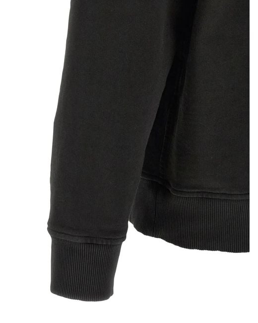 Riviera Black Brushed Cotton-Zip Hoodie for men