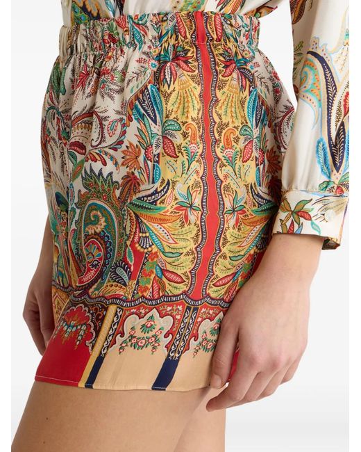 Etro White Mini-Short Peau D'Ange En Soie