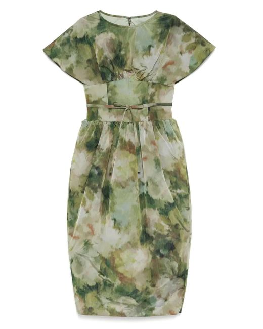 Amsale Green Corsage-Kleid Aus Taft
