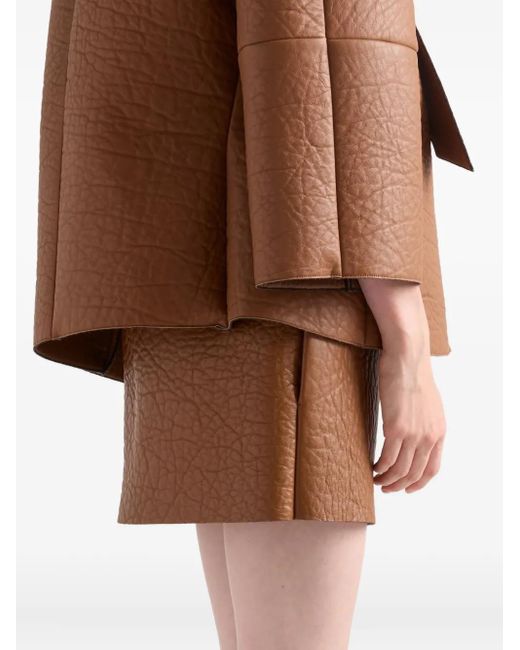 Prada Brown Textured Leather Mini Skirt