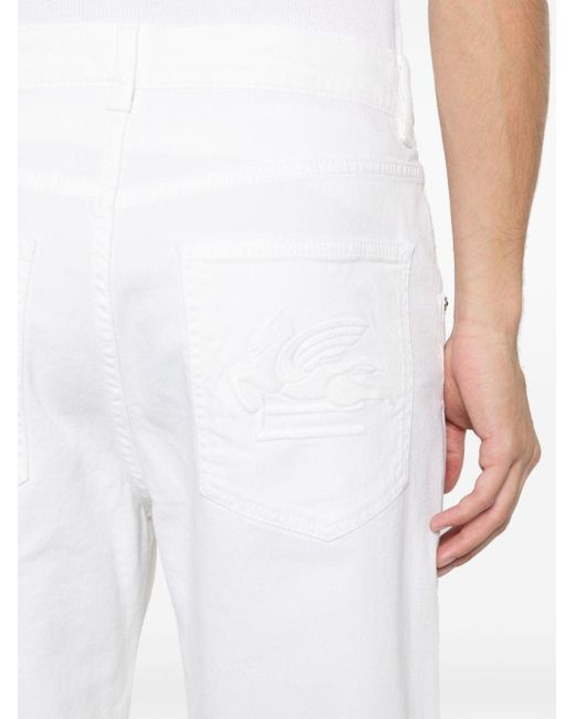 Etro White Pegaso-embroidery Straight-leg Jeans for men