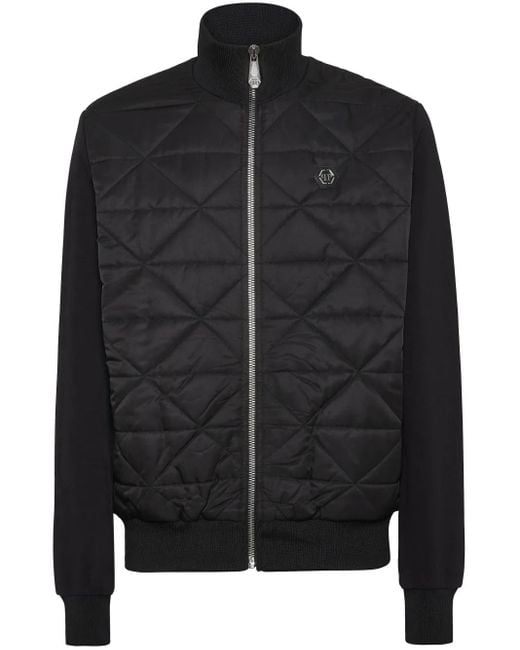 Philipp Plein Black Quilted Jogging Jacket for men