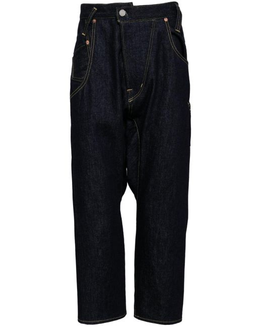 Fumito Ganryu Blue Mid-rise Cropped Jeans for men