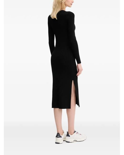 knit midi dress women Womens Cashmere Knit Midi Dress Long Sleeve Polo Collar V Neck Dress, Apricot / L