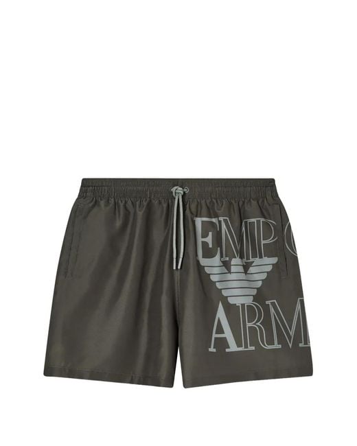 Emporio Armani Gray Logo Boxer Beachwear for men