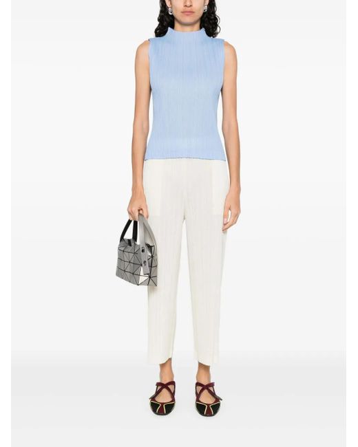 Pleats Please Issey Miyake Blue Ramie Pleats Top