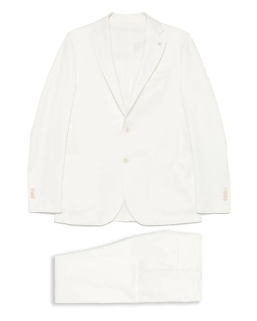Luigi Bianchi White Herringbone Suit for men