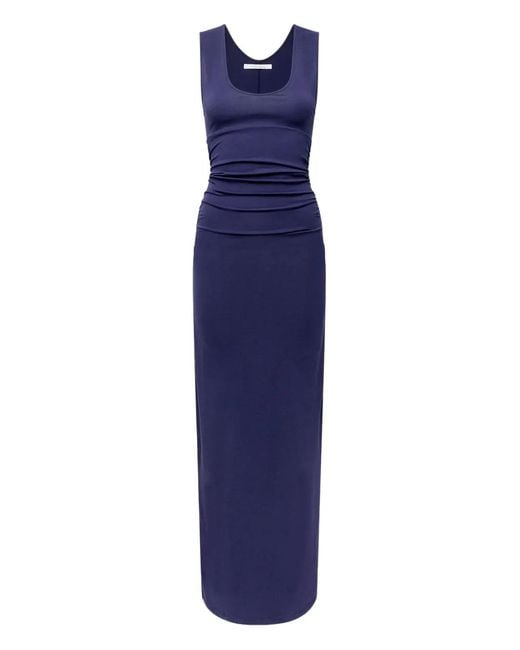 Another Tomorrow Blue Ruched Tank Dress