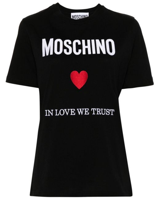 Moschino Black T-Shirt mit Logo-Print