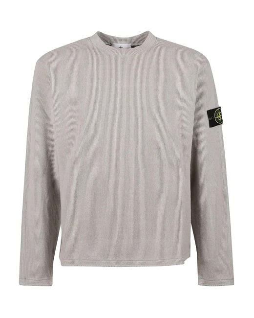 Stone Island Gray Logo-Patch Sweater for men