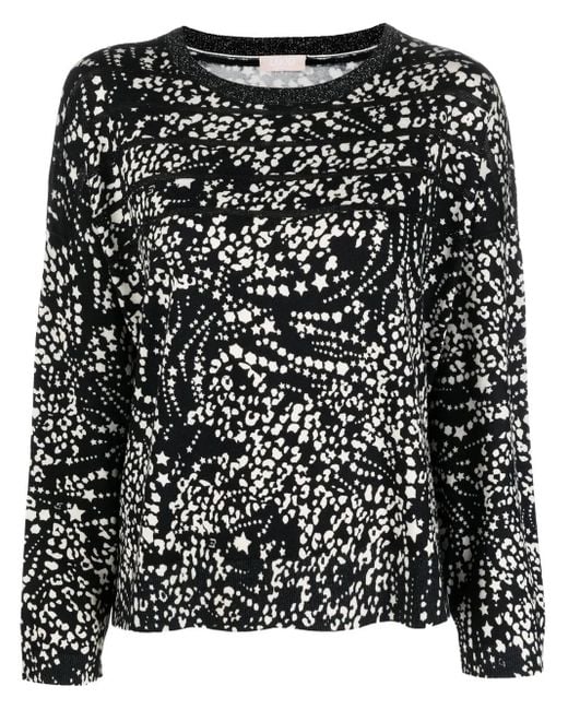 Liu Jo Black Star-Print Lurex-Detail Jumper