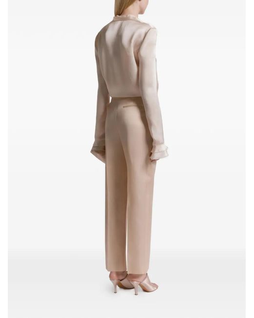 Alberta Ferretti White Ruffled Buttoned Shirt