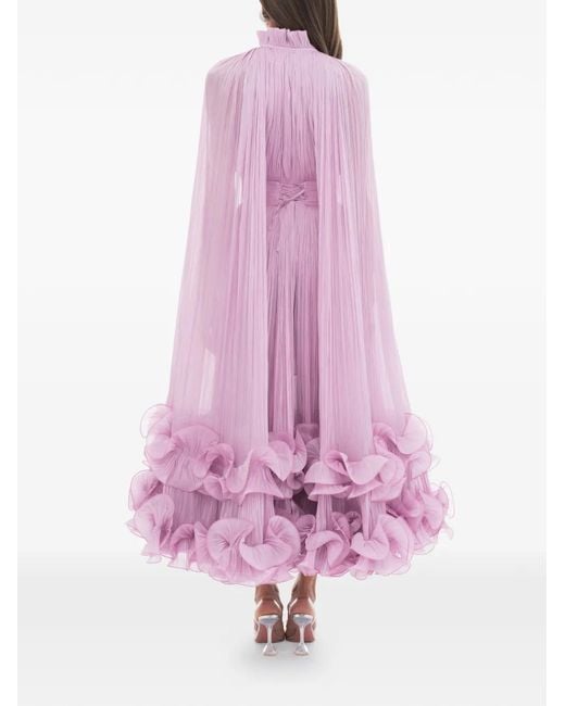Ana Radu Pink Pleated Cape Dress