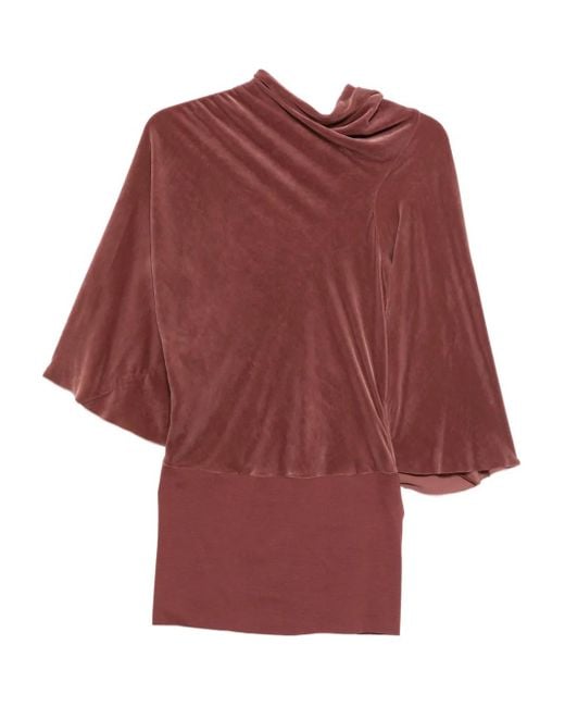 Rick Owens ドレープ ベルスリーブ ブラウス Red