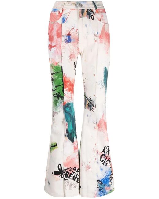 ANDERSSON BELL White Flared Cotton Trousers