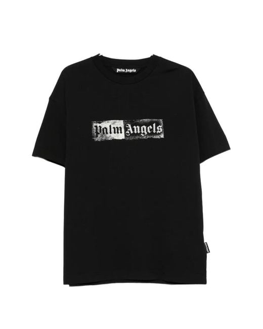 Palm Angels Black Stamp Logo Short-Sleeve T-Shirt for men