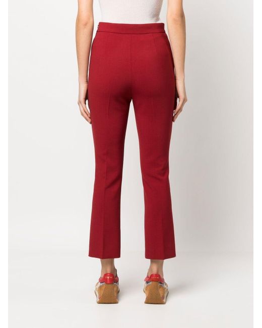 Max Mara Red Cropped Straight-leg Trousers