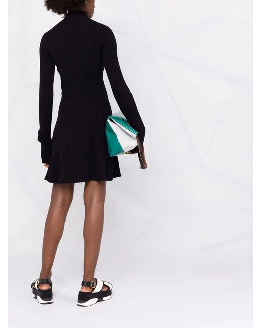 Palm Angels Black Logo Patch Knitted Dress