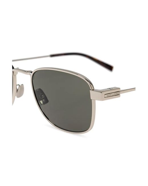 Saint Laurent Gray Square Metal Tinted Sunglasses for men