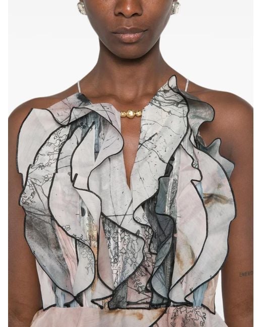 Aje. White Cleo Ruffled Gown
