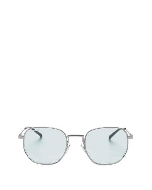Gucci White Geometric-Frame Sunglasses