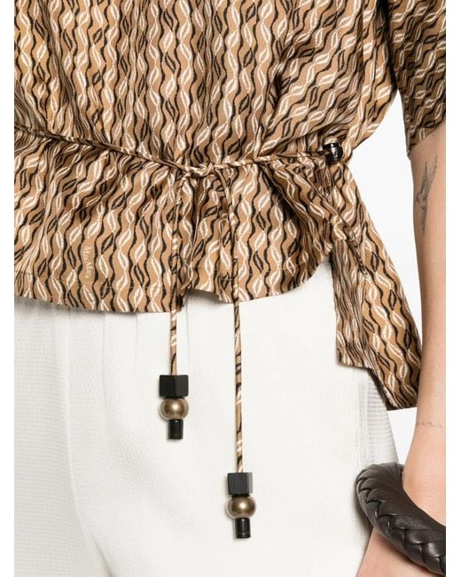 Max Mara White Printed Silk Blouse