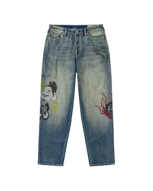 Evisu Blue Graphic-Print Jeans for men