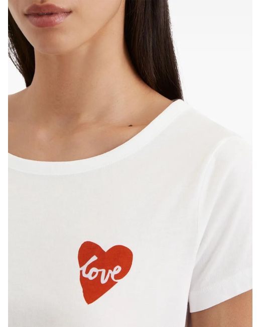 Marc O' Polo White Heart-Print Cotton T-Shirt