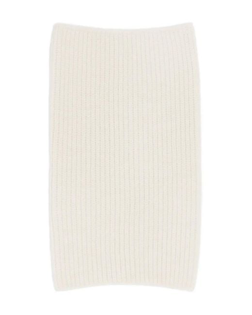 Lemaire White Ribbed High-Neck Snood