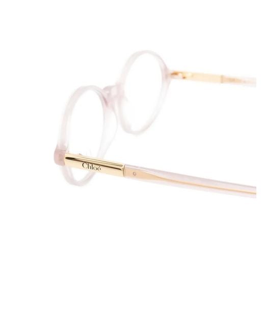 Chloé White Round-Frame Glasses