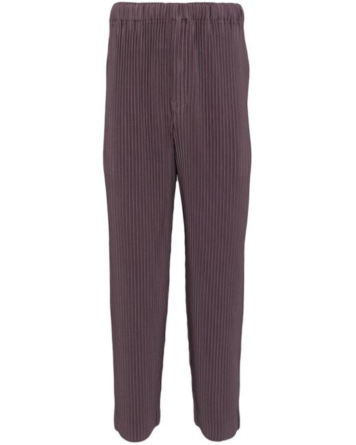 Pleated straight-leg trousers di Homme Plissé Issey Miyake in Purple da Uomo