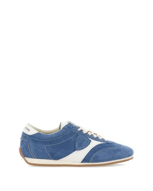 Philippe Model Blue Planche Lace-Up Logo Sneakers