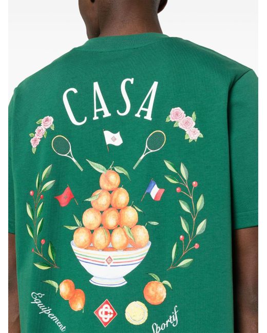 Casablancabrand Green Triomphe D'orange Graphic-print Organic-cotton T-shirt for men