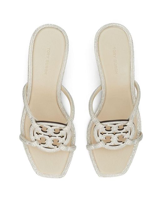 Tory Burch Miller 55mm Kitten-heel Sandals in White | Lyst