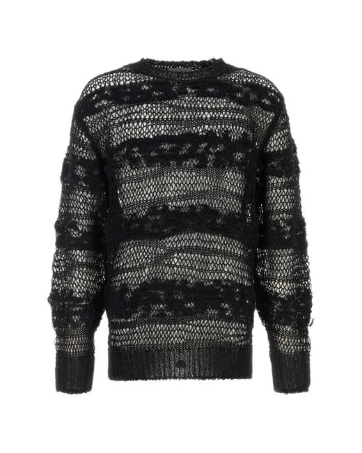 Yohji Yamamoto Black Crochet Sweater for men