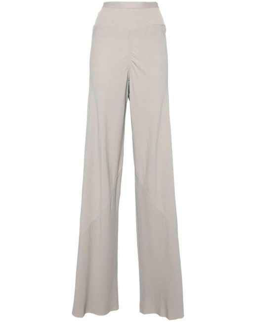 Rick Owens Ribbed-waistband Wide-leg Trousers Gray