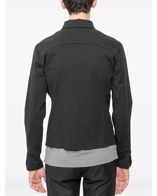 Ma+ Black Trucker Cross-Stitch Button-Up Jacket for men
