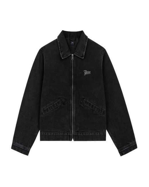 PATTA Black Zip-fastening logo-embroidered jacket