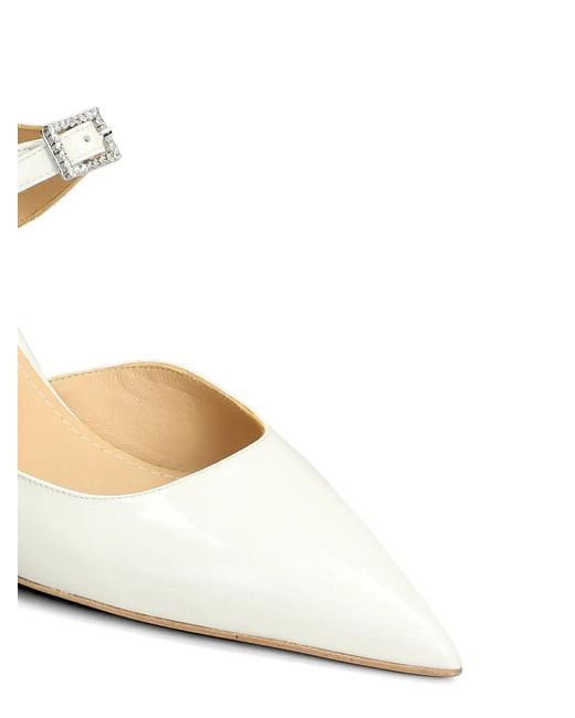 Fratelli Russo White Crystal-Buckle Pointed-Toe Pumps