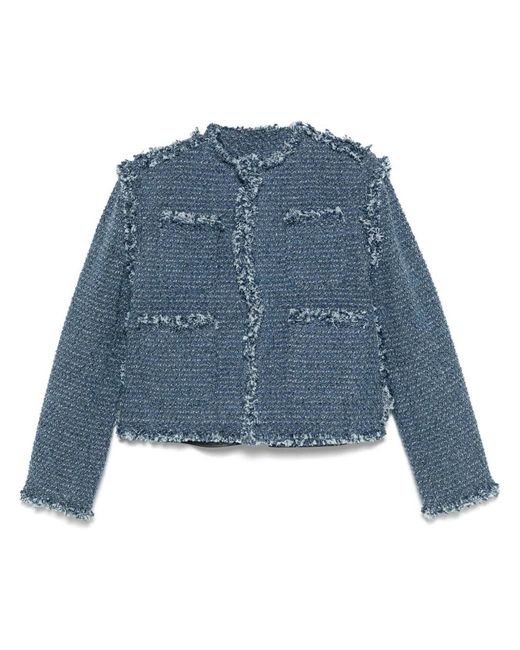 Sacai Blue Panelled Tweed Jacket