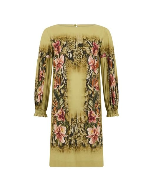 Alberta Ferretti Metallic Floral-Print Animal-Print Mini Dress