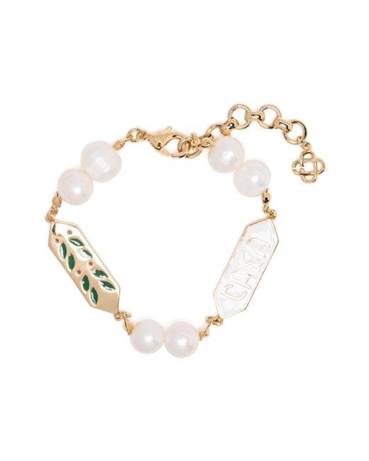 Casablancabrand White Logo-plaque Pearl-embellished Bracelet