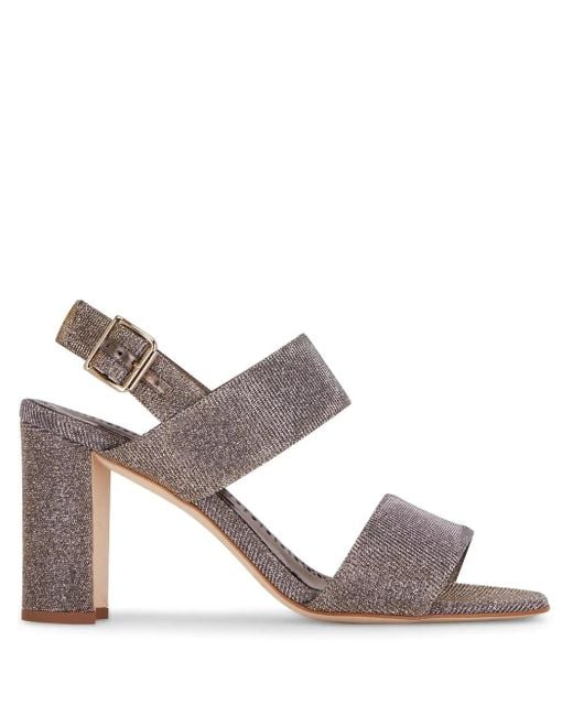 Manolo Blahnik Metallic Lurex-Detail Block-Heel Sandals