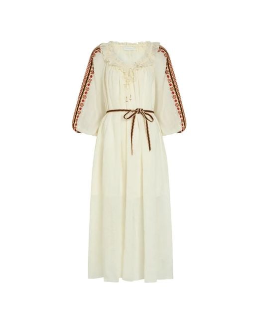 Zimmermann White Aster Embroidered Ruffled Maxi Dress